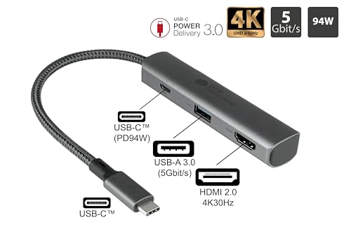 Hub USB-C haute performance en finition anthracite avec HDMI et PD 94W - 2