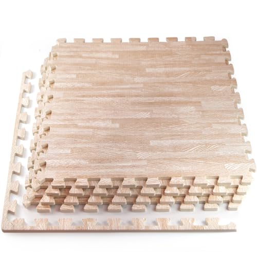 HomeCube Foam Floor Tiles Light Oak