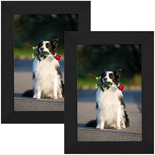 Pealsn 3.5 X 5 Picture Frame Set Of 2, Made Of High Definition Real Glass, Photo Frames For Wall Mounting Or Table Top Display, Black #TOP27
