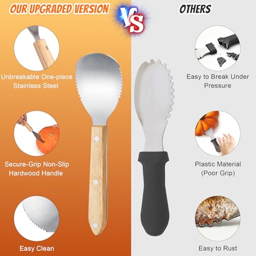 Antner Professional Pumpkin Carving Kit 10 PCS Premium Stainless Steel Pumpkin Carving Tools for Easily Carve Sculpt Halloween Jack-O-Lanterns Decorations - Thumbnail 5