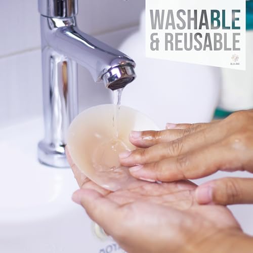 ILLURE® Nippelpads – Damen Nipple Cover [2 Paar] mit Brustwarzenschutz - Nipple Pads wiederverwendbar & waschbar - dünne Selbstklebende Brustwarzen Nippelabdeckung aus hypoallergenem Silikon [8 cm]