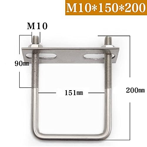 Image of 4 Sets 304 Stainless Steel Square U-Bolts 5.9 inch(151mm) Inner Width, 7.87 inch(200mm) Length Stainless with M10 Nuts, Frame Plate, Accessories for Automobiles Trailer (151x200mm (W*L))
