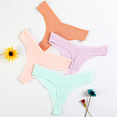 Cmfybra Thongs For Women Cotton G-Strings Sexy Underwear Breathable Soft Stretch Thong Panties M-Xl V String, Pack Of 6 Or 8 (L Size 6 String) #TOP1