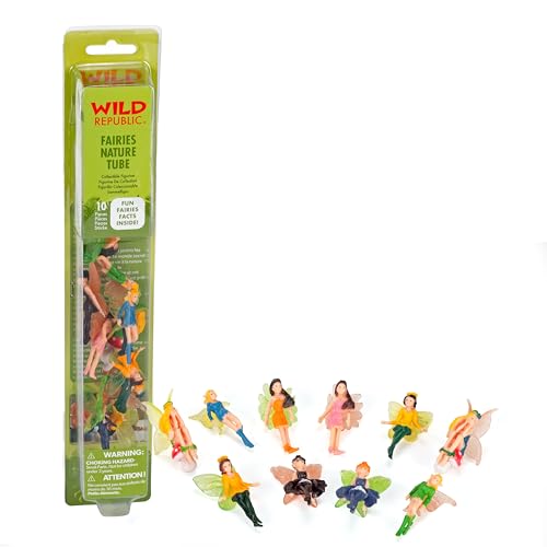 Wild Republic Fairy Figurines Tube, Fairy Toys, Ten Fairy Figures with Five Different Poses All with Different Hair and Outfit Colors , 10 Piece Set