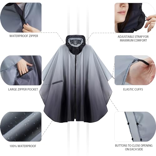 Image of salamra Rain Poncho Jacket - Hooded Waterproof Raincoat with Pocket for Women Men Adults