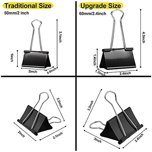 Ufmarine Bardzo duże klipsy do segregatora, długość 6 cm, klipsy Jumbo do segregatora do biura (18 szt.)