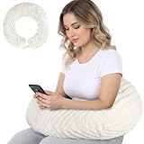 Blulu ゲーミングピロー 膝サポート用 ソフトフランネル ワーキング&かぎ針編み&読書用クッション 膝用大型アームレスト&肘サポートクッション ベッドやソファに座って腕の痛みや疲労を軽減 (ホワイト)