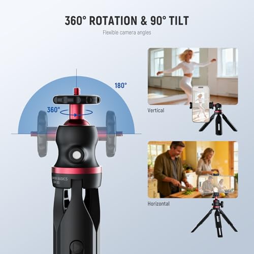 Image of NEEWER Entry Level Version Mini Tripod for Camera, 360 Small Desk Portable DSLR Webcam Cell Phone Mount Holder Stand Selfie Stick Grip Compatible with iPhone Samsung Android Video Recording, GM-2G