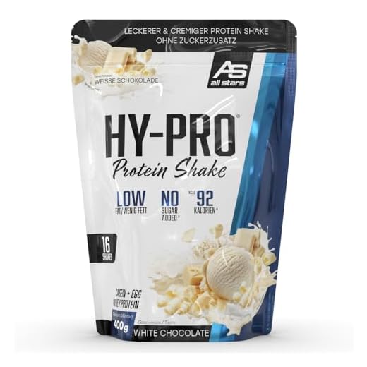 ALL STARS Hy-Pro Whey Protein Pulver ohne Zucker 400g White Schoko - Cremiger Shake mit 30,6g Eiweiß pro Portion, 4 hochwertige Proteinkomponenten
