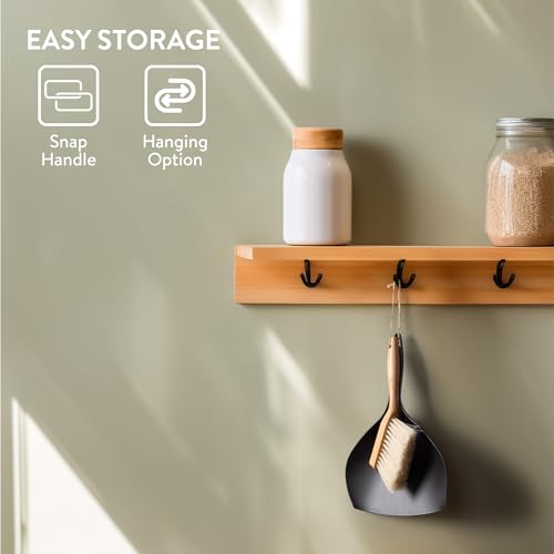 Navaris Kehrset aus Holz und Kunststoff - Mini Kehrschaufel Set - Handbesen mit Schaufel - Kleiner Besen - Tischkehrset Kehrwisch klein - Retro Stil Handfeger Weiss schwarz – Bild 4