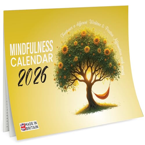Inspirational 2026 Calendar UK – Mindfulness & Positive Affirmation Wall Calendar for Women – A4 to A3 Month-to-View Organiser with Motivational Quotes – Mother’s Day & Birthday Gift