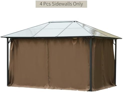 Outsunny 10' x 12' Universal Gazebo Sidewall Curtains Set, Dark Brown image 24