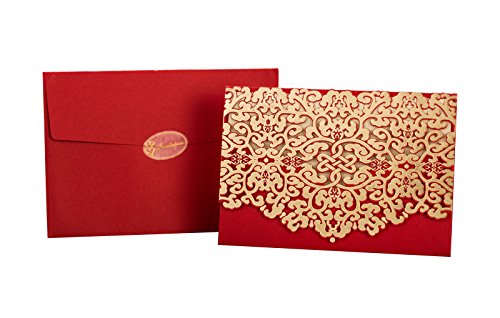 50Pcs Elegant Laser Cut Wedding Invitations Cards With Envelopes And Stickers (Party Invite) #TOP3