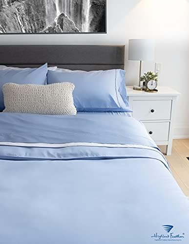 Miniatura 3 de Highland Feather - Juego de sábanas de 100 % algodón puro de 300 hilos, 4 piezas de algodón peinado de fibras largas, transpirable, suave y sedoso