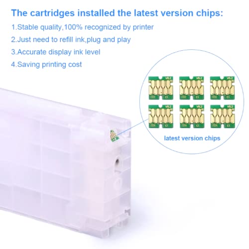 6Colors/Set T7251 T7251-T7254 T725A T725A Refillable Ink Cartridge With Chip For Epson Surecolor F2000 F2100 Dtg Printer 600Ml/Pc #TOP2