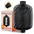 Black Shower Filter Head for Hard Water of 24 Stage High Output Removes Chlorine to Softener,Brass Nut NO Leaking Reduces Dry Itchy Skin Improves Hair Easy Replacement Cartridge