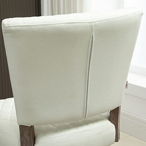 Homcom Counter Height Bar Stools, Set Of 2, Swivel Barstools 26.5 Inch Seat Height With Back, Rubber Wood Legs And Footrests, For Kitchen Dining Room Pub, Cream White #TOP7