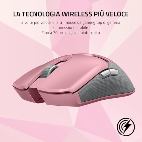 Viper Ultimate con Dock di Ricarica - Mouse da gioco sportivo ambidestro con tecnologia wireless HyperSpeed (sensore ottico Focus+ 20K, peso leggero 74g, RGB Chroma) Rosa - Mouse gaming - Immagine 3