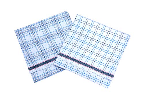 RETRO 100% Pure Cotton White Checkered Lungi For Men / 2.00 Meter Lungi Length/Pack Of Two Lungis