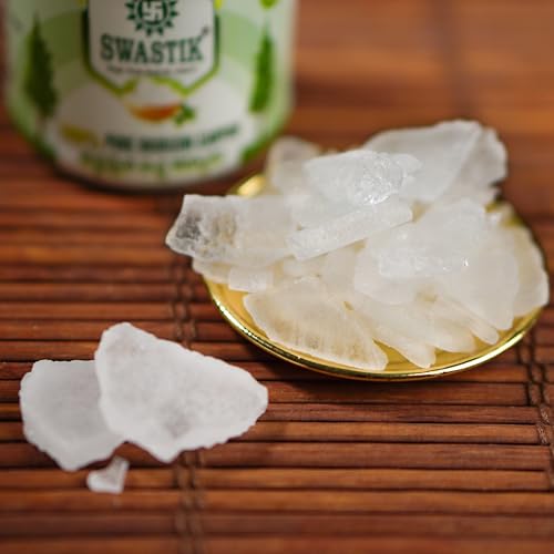Image of Swastik 100% Organic and Premium Bhimseni Camphor-100 gm Jar Pack of 1|for Puja,Aromatheraphy & Refreshing Atmosphere|Used in Temple Teertham and Indian Sweets