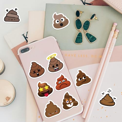 Image of 500PCS Poop Stickers 10 Styles Sticker Rolls Funny Meme Stickers Poop Party Favors Waterproof Vinyl Stickers(500 Per Roll)