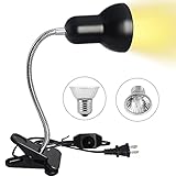Reptile Heating Lamp & Plant Lamp , Baking Spotlight with Bracket and Adjustable Temperature Switch, Suitable for Amphibians Such As Lizards, Turtles, Snakes and Aquatic Plants (with 2 Bulbs.110V)