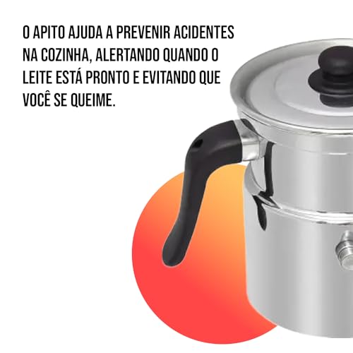 Leiteira Térmica Fervedor De Leite Com Apito 3 Litros Em Alumínio