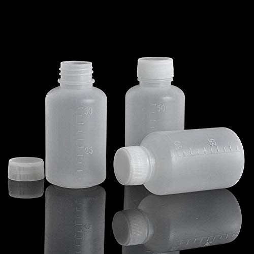 GDGY 40pcs 50ml 1.7OZ PE Plastic Empty Small Mouth Graduated Lab Chemical Container Reagent Bottle (50Ml40 Pcs) - Thumbnail 3