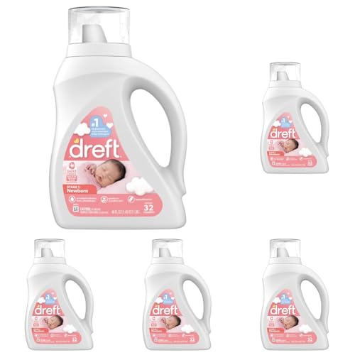 Image of Dreft Stage 1: Newborn Baby Liquid Laundry Detergent, 32 loads, 46 fl oz (Pack of 5)