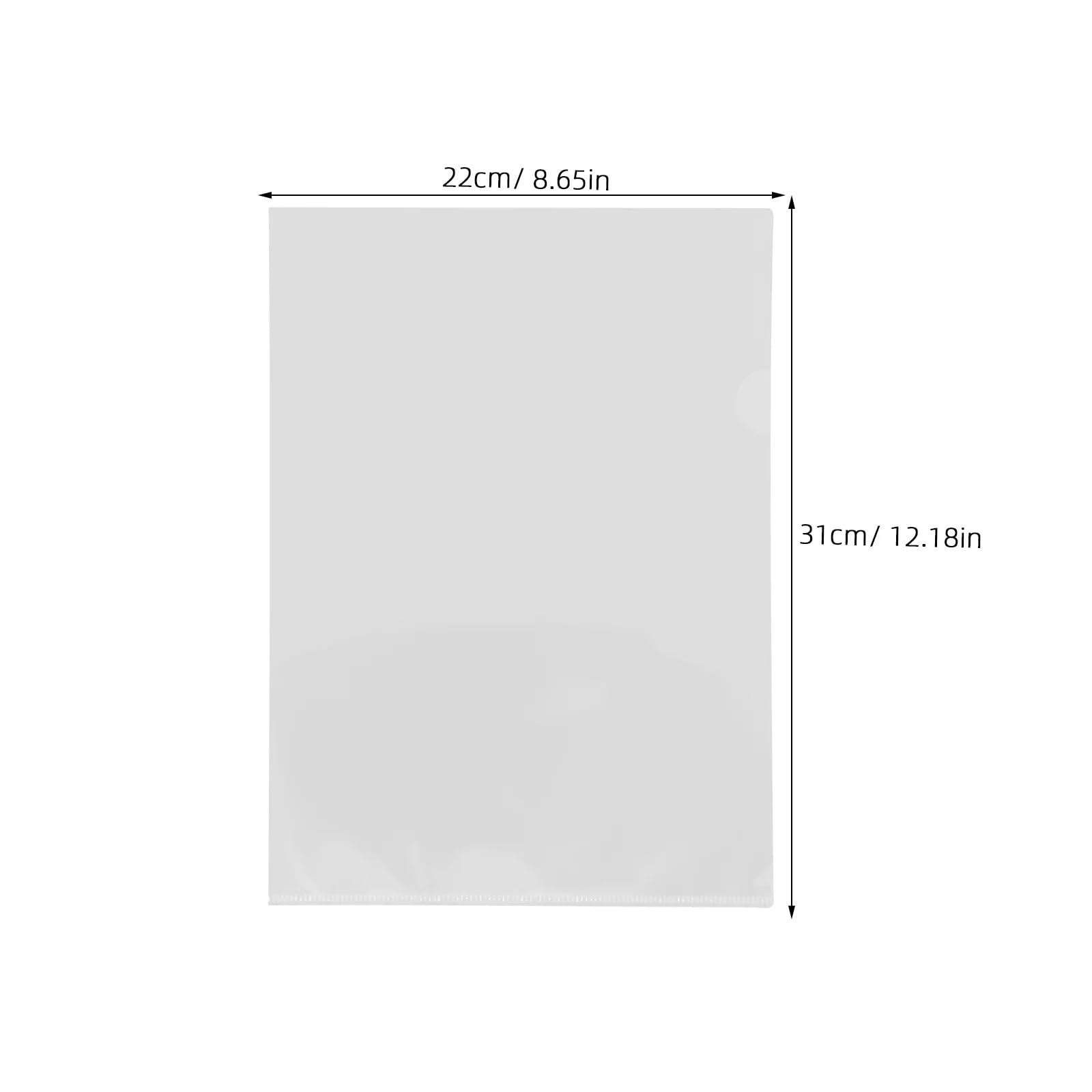 Lot de 100 pochettes transparentes en forme de L en plastique A4 étanches pour le bureau et l'école