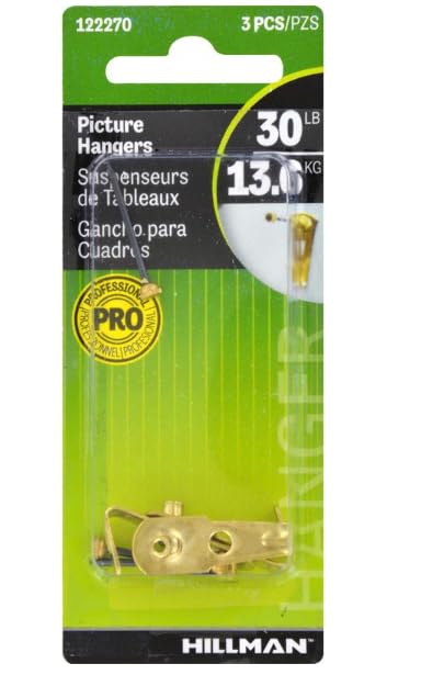 Image of Hillman Professional Picture Hangers 30 Lb Brass Plated Blue Carded