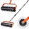 Walensee Rolling Lawn Aerator, Heavy Duty Manual Aerator Tool with 42 Spikes, Lawn Spike Aerator Roller with 71″ Adjustable Handle, Soil Penetrator Push Lawn Aeration for Garden Yard Patio