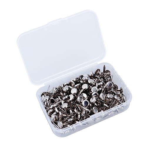 Veemoon 200pcs Electroplated Nails for Crafts Brads Fastener Set Round Metal Brads Storage Box DIY Supplies
