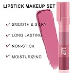 Boobeen Lipstick Crayon Lip Gloss Makeup Lasting Matte Velvet Multi-Color Lipstick Pencil, Crayon Lip Stick Set Gifts for Girls and Women, 4 Colors - Image 3