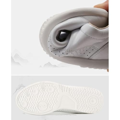 KongFanDZ Tai Chi Martial Arts Shoes - Unisex, White, Size 12, Leather, Flat Heel, Lace-Up, Round Toe, Athletic, Casual, Martial Arts, Beef Tendon Sole, Moderate Cushioning, Men, Women, Children3