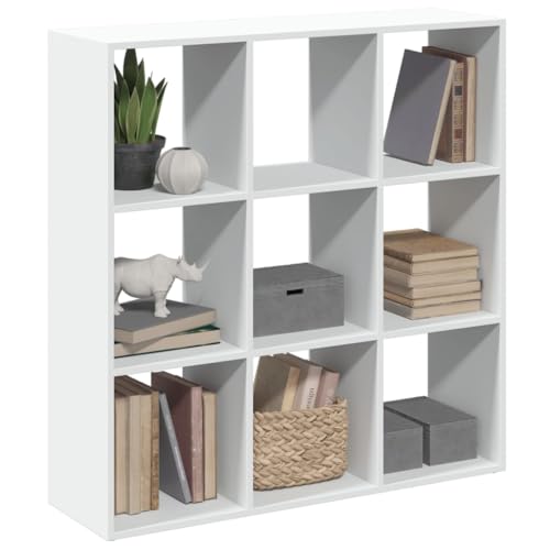 Youuihom Geometrisches Bücherregal Raumteiler Weiß 102x29x103,5 cm...