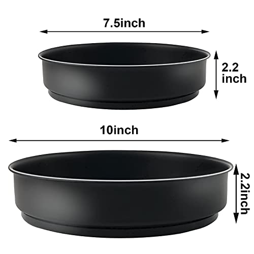 2 Pack Premium Lazy Susan Turntable, Durable And Easy To Access, 10 And 7.5 Inch Round 360 Degree Rotating Cabinet Organizer For Kitchen Pantry Countertop Spice Rack, Stainless Steel, Black #TOP5