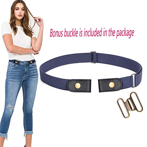 No Buckle Stretch Belt For Women Men Elastic Waist Belt Up to 72 Inch for Jeans Pants,Blue,Pants Size 31-50 Inches