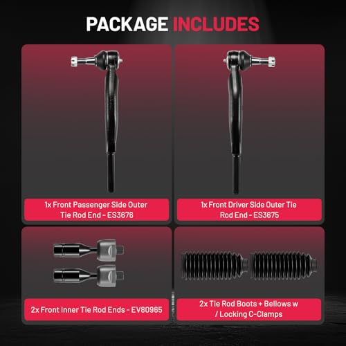 BDFHYK 6PC Tie Rod Kit w/Boots Bellows for Chevy Trailblazer 03-09 by BDFHYK - Used condition - Image 3