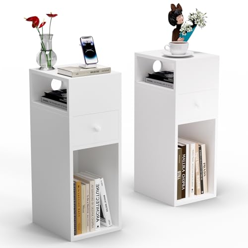 VOUNOT   Juego de 2 Mesita de Noche Estrecha