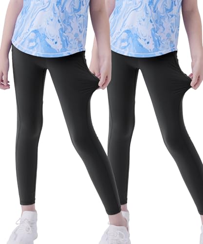 Girls Classic Leggings Lightweight Breathable Cool&Smooth Touch Summer Athletic Pants for Girls UPF50+ Sun Protection