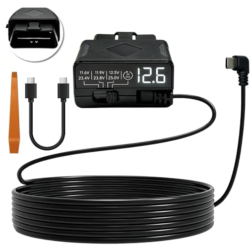 11.5ft Dash Cam Hardwire Kit, OBD to USB-C Port, 12V-24V to 5V