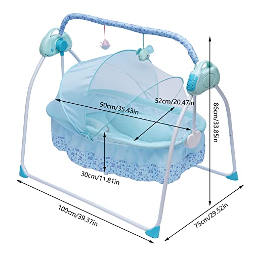 TFCFL Electric Baby Crib Cradle, 5-Speed Baby Bassinet Auto Rocking Chair Bed with Controller & Timer, Infant Musical Sleeping Basket for 0-18 Months Newborn Babies 55LBS Capacity (Blue) - Thumbnail 3