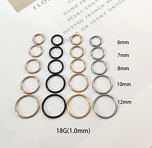 Meiziql 4Pcs 20G 18G 16G Surgical Steel Hinged Clicker Nose Rings Hoops Septum Ring Lip Ring Cartilage Hoop 6Mm 7Mm 8Mm 9Mm10Mm 12Mm Hypoallergenic Body Piercing Jewelry For Women Men(18G 8Mm) #TOP1