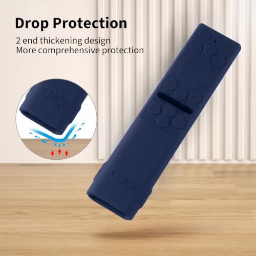 Image of Oboe Silicone Tv Remote Cover Compatible with Samsung Smart Tv Remote 2026 Model BN59-01498A Key Cover Case with Lanyard (B-Dark Blue) REMOT E NOT Included