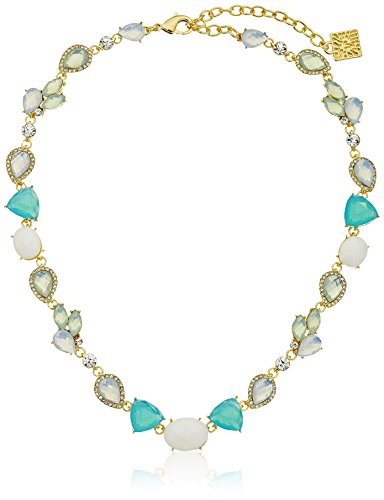 Anne Klein "St. Barths Gold-Tone Green and Crystal Small All Around Collar Necklace, 16"
