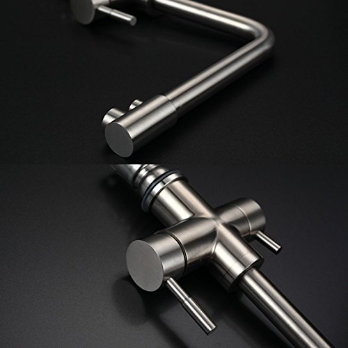 Grifo de cocina con filtro de agua integrado en acero inoxidable mezclador para fregadero 5