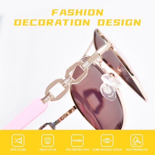 FONHCOO Polarized Sunglasses for Women Men, Oversized Aviator Sunglasses Metal Frame UV400 Protection3