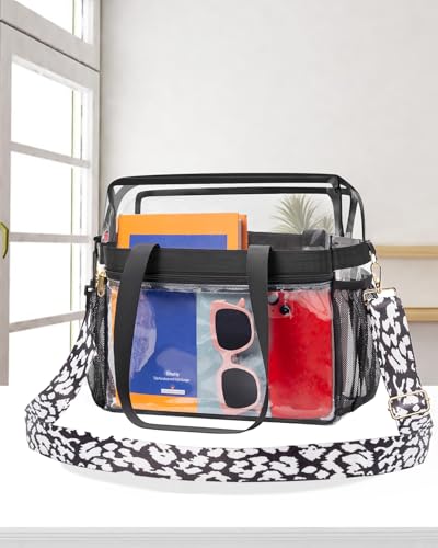 Image of Paxiland Clear Bag for Stadium Events 12x6x12 inches, Clear Tote Bag with Reinforced Strap, Clear HandBag for Sports Concert