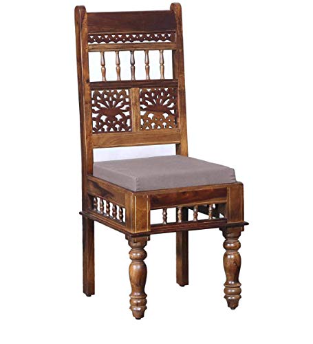 Image of Solid Sheesham Wood Square Dining Table 2 Seater | Two Seater Dinning Table with 2 Chairs for Home | Chairs with Cushion | Dining Room Sets for Restaurants, 2 Seater Dining | Brown Finish